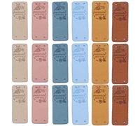 Houhounb Etichette in tessuto fatte a mano Etichette rettangolari per stoffe da cucito, etichette in pelle, con fori, pieghevole, per decorazioni fai da te, cucito, 6 colori, 30 pezzi