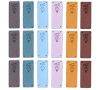 Houhounb Etichette in tessuto fatte a mano, rettangolari, per cucito, etichette in pelle, con fori, pieghevoli, per fai da te, cucito, decorazione, 6 colori, 30 pezzi