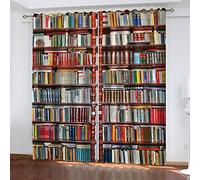 HOUKAI Tende Camera Da Letto Bambini Oscuranti Per Interni 2 Pezzi 180x250Cm 3D Libreria Vintage Tende Moderne Per Soggiorno Finestra, Tende Cameretta, Tenda Con Occhielli Termiche, Con Stampa