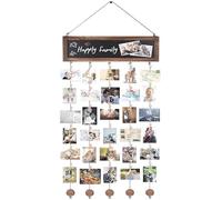 Houkary Cornici Foto Multiple da Parete, Portafoto da Parete Multiplo con 30 Piccole Mollette in Legno, Cornice Portafoto Multipla, Personalizzato Appendi Porta Foto Collage da Multiplo