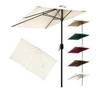 HOUKOIKBUG Mezzo Ombrellone da Giardino Rettangolare 200x100cm 250x130cm Ombrellone da Balcone con Apertura A Manovella Ombrellone da Esterno A 5 Stecche(Beige,250x130cm/8x4ft)