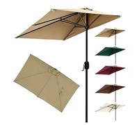 HOUKOIKBUG Mezzo Ombrellone da Giardino Rettangolare 200x100cm 250x130cm Ombrellone da Balcone con Apertura A Manovella Ombrellone da Esterno A 5 Stecche(Khaki,250x130cm/8x4ft)