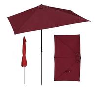 HOUKOIKBUG Mezzo Ombrellone Rettangolare da Balcone 200x100cm 250x130cm Ombrellone da Giardino Ombrellone da Esterno con 5 Stecche, Senza Base, Protezione UV(Burgundy,250x130cm/8x4ft)