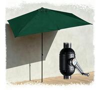HOUKOIKBUG Ombrellone Rettangolare da Parete E Muro Ombrellone da Balcone Rettangolare con Apertura A Manovella E 5 Stecche, per Terrazza Giardino Patio, Senza Base(Green,250x130cm/8x4ft)