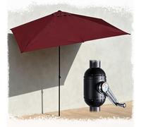 HOUKOIKBUG Ombrellone Rettangolare da Parete E Muro Ombrellone da Balcone Rettangolare con Apertura A Manovella E 5 Stecche, per Terrazza Giardino Patio, Senza Base(Burgundy,200x100cm/6.5x3ft)