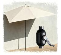 HOUKOIKBUG Ombrellone Rettangolare da Parete E Muro Ombrellone da Balcone Rettangolare con Apertura A Manovella E 5 Stecche, per Terrazza Giardino Patio, Senza Base(Beige,200x100cm/6.5x3ft)