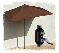 HOUKOIKBUG Ombrellone Rettangolare da Parete E Muro Ombrellone da Balcone Rettangolare con Apertura A Manovella E 5 Stecche, per Terrazza Giardino Patio, Senza Base(Coffee,250x130cm/8x4ft)