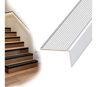 HOUKOIKBUG Profilo per Bordi Scale Forma di L 90 100 120cm Profilo Angolare in Alluminio Profilo per Bordi per Scale 50mm Facile da Installare(Silver,100cm/40in)