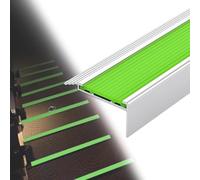 HOUKOIKBUG Profilo per Scale Bagliore nel Buio Profilo Paragradino Alluminio, Profilo Antiscivolo per Scale Protezione Angolare per Scale Interno E Esterno 100cm(Green,W50mm/2in)