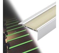 HOUKOIKBUG Profilo per Scale Bagliore nel Buio Profilo Paragradino Alluminio, Profilo Antiscivolo per Scale Protezione Angolare per Scale Interno E Esterno 100cm(Beige,W55mm/2 1/5in)