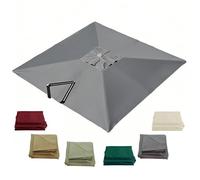 HOUKOIKBUG Telo Di Ricambio Per Ombrellone Rettangolare 3x3 M Copertura Di Ricambio Per Ombrellone Da Giardino A 6 Stecche In Poliestere, Solo Tettuccio(Grey)