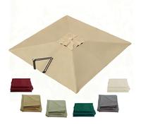 HOUKOIKBUG Telo Di Ricambio Per Ombrellone Rettangolare 3x3 M Copertura Di Ricambio Per Ombrellone Da Giardino A 6 Stecche In Poliestere, Solo Tettuccio(Khaki)