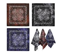 HOULIFE - Bandana da uomo e donna, in cotone multifunzione, con stampa colorata Hip Hop Cowboy, 6 pezzi, 55 x 55 cm, 21,65 x 21,65 cm Nero e blu e caffè Medium