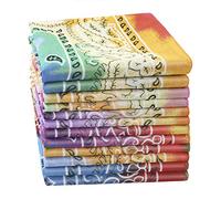HOULIFE - Bandana in cotone per uomo e donna, multifunzione, stampa colorata, sciarpa, sciarpa, sciarpa, fazzoletto, 12 pezzi, 54 x 54 cm, multicolore