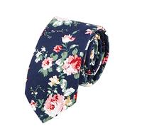 HOULIFE Cravatte da uomo con fiori - Cravatta sottile da uomo, cravatta sottile da 6 cm, in cotone per uso quotidiano, per matrimoni, feste, 1/2 pezzi, blu navy, S