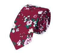 HOULIFE Cravatte da uomo con fiori - Cravatta sottile da uomo, cravatta sottile da 6 cm, in cotone per uso quotidiano, per matrimoni, feste, 1/2 pezzi, borgogna, S