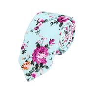 HOULIFE Cravatte da uomo con fiori - Cravatta sottile da uomo, cravatta sottile da 6 cm, in cotone per uso quotidiano, per matrimoni, feste, 1/2 pezzi, Celeste., S