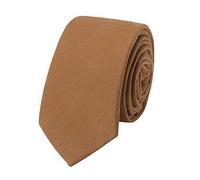 Houlife Cravatte da uomo, cravatte da uomo, tinta unita, in cotone a righe, cravatte sottili da uomo, per festa di nozze (marrone)