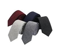 HOULIFE Cravatte da uomo slim - Cravatta da uomo in cotone, cravatte skinny per feste di matrimonio, feste, nero, blu navy, grigio, grigio chiaro, rosso vino, 145x6cm