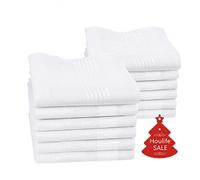 HOULIFE Fazzoletti da uomo in 100% cotone a righe bianche morbide motivo a quadri fazzoletti 6/12 pezzi 15,7 x 15,7, Bianco, 12 pezzi, 40*40cm