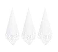 HOULIFE Fazzoletti in tessuto - grande da donna, fazzoletto in 100% 60 S, cotone pettinato, pizzo ricamato, motivo floreale morbido bianco, per matrimonio, set di 3/6 pezzi, 43 x 43 cm, Bianco 4,