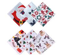 HOULIFE Fazzoletti natalizi - Fazzoletti da donna, 100% 60S, in cotone pettinato, con Babbo Natale, 3/6 pezzi, 40 x 40 cm, Just Say Ho&Merry Xmas, Medium