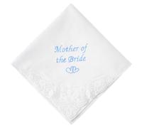 HOULIFE fazzoletto da sposa in pizzo ricamato 60s cotone bianco fazzoletti da ricamo personalizzato fazzoletto per sposa sposo anniversario di matrimonio regalo 32x32 cm, Mother of the Bride-1 pezzo,