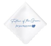 HOULIFE Fazzoletto da sposa ricamato in cotone bianco fazzoletti qualcosa blu fazzoletto per sposa sposo madre padre regalo di nozze, Padre dello sposo, M