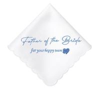 HOULIFE Fazzoletto da sposa ricamato in cotone bianco fazzoletti qualcosa blu fazzoletto per sposa sposo madre padre regalo di nozze, Padre della Sposa, M