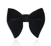 HOULIFE Papillon da uomo - Papillon regolabile in velluto pre-legato papillon monocolore con grandi farfalle per sposo matrimonio formale con confezione regalo, Nero , 12x10cm