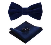 HOULIFE Papillon da uomo - Papillon regolabile in velluto pre-legato papillon monocolore, set di gemelli per sposo matrimonio formale con confezione regalo