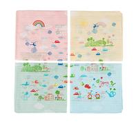 HOULIFE Ragazzi Ragazze 100% Bambù Cotone Fazzoletti Carino Cartoon Stampa Modello Fazzoletti per Bambini Bambini Studenti 4 Pezzi 31x31cm Regali di Natale, Misto-4 pezzi, Small