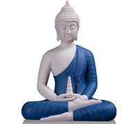 Houlu Statue di Buddha in ceramica da 30,5 cm per decorazione domestica, statua decorativa per interni ed esterni - blu