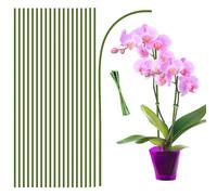 HOUNANG - Supporto per piante, 44,5 cm, 20 pezzi, per interni ed esterni, per orchidee flessibili in metallo verde, supporto per piante, asta professionale