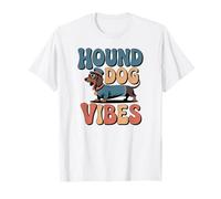 Hound Dog Vibes, Simpatico Cucciolo di Bassotto alla Moda con Occhiali da Sole Maglietta