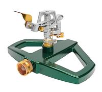 Hourleey Irrigatore a impatto con base in metallo, resistente irrigatore in lega di zinco, verde, stile impulso, perfetto per grandi aree prato cortile giardino