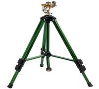 Hourleey Irrigatore a impatto su base a treppiede, irrigatori in ottone resistente per cortile, prato, giardino, copertura di grandi aree da 0 a 360 gradi, connettori da 3/4 di pollice con chiusura a