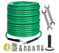 Hourleey Kit di getto fognario per idropulitrice 150 m, 4000 PSI tubo di scarico da 1/4 di pollice NPT, angolo rotante e pulsante tubo fognario ugello getto perla corpetto pin nastro maniglia chiave