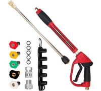 Hourleey Pistola ad alta pressione per rondella rossa con prolunga per bacchetta di ricambio, 5 punte per ugelli, M22 da 14 mm a M22 15 mm, M22 14 mm a 1/4" Quick Connerctor, 40 pollici, 5000 PSI