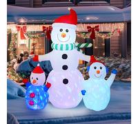 Hourleey - Pupazzo di neve gonfiabile di Natale da 6 piedi, decorazione esterna ultimo intervento, pupazzo di neve soffiato, LED rotante colorato, impermeabile, decorazione natalizia per patio,