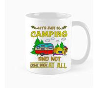 HOURRUIYU Let's Just Go Camping And Not Come Back At All, regalo per camper, compleanno, Natale, papà, madre, marito, moglie, amico, capo, uomo, donna, 325 ml, bianco novità