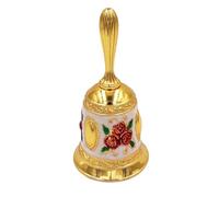 Hourwof Campanello a mano, in metallo, decorazione per matrimoni, campane di servizio, campanello natalizio (rosa rossa dorata)