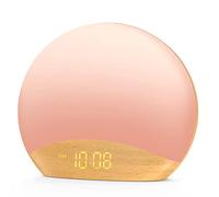 HOUSBAY Sveglia bianca con macchina del rumore dell'alba, luce notturna, dimmerabile, 26 suoni naturali, sveglia delicata e macchina del suono per dormire, adulti e bambini, in legno