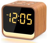 Housbay Sveglia in legno con macchina del suono, il tuo compagno di sonno e veglia, rumore bianco per dormire, salva spazio, sveglia naturale per un risveglio delicato