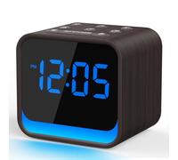 Housbay Sveglia in legno per camera da letto, sveglia delicata con canto degli uccelli, rumore bianco per dormire, piccolo orologio digitale per routine senza telefono, in legno di noce