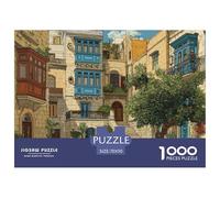House 1000 Pieces Brain Teaser Jigsaw Charming Street View Town Puzzle, Educational Cognitive Toy for Kids Adults, Stress Relief & Focus Training 70x50cm/1000pcs