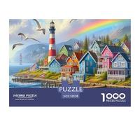 House 1000 Pieces Educational Jigsaw Charming Street View Town Puzzle, Suitable for Kids & Adults, Challenging Brain Exercise Family Toy 52x38cm/1000pcs