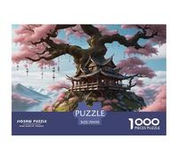 House 1000 Pieces Educational Jigsaw The Cottage Under The Cherry Blossom Tree Puzzle, Suitable for Kids & Adults, Challenging Brain Exercise Activity 70x50cm/1000pcs