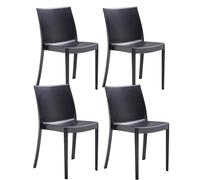 HOUSE COLLECTION SEDIA PERLA SENZA BRACCIOLI, IN POLIPROPILENE, DESIGN IMPILABILE, NERO (BCA123x4)