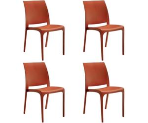 HOUSE COLLECTION , SEDIE VOLGA, SENZA BRACCIOLI, IN POLIPROPILENE, ROSSO MATTONE, DESIGN IMPILABILE, (BCA174x4)